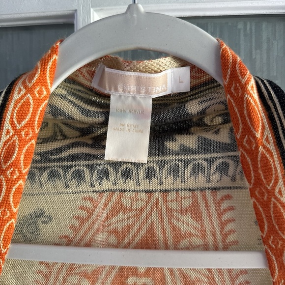 CHRISTINA Vibrant Orange and Black Knit Top size L 100% acrylic - Picture 2 of 6